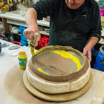 John Higgins at work in his studio 2018